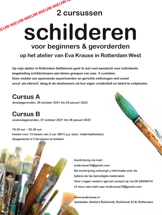 Workshop Schilderen voor beginners & gevorderden Workshop Schilderen voor beginners & gevorderden